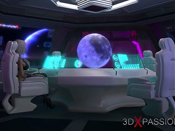 3d seductive shemale bangs a horny girl hard in a space station