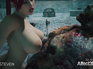 3d animation moster sex with a red head huge boobs lady