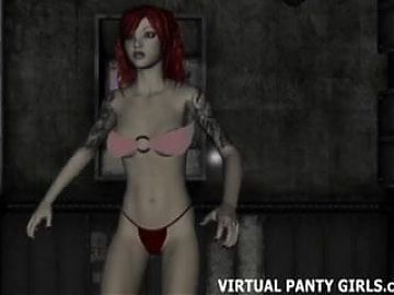 3d hentai redhead stripper dancing on stage