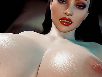Curvy Brunette take huge Glass Dildo in her ass - 3D Porn Short Clip