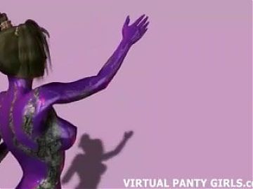 3d animated lady pounding her hairy twat
